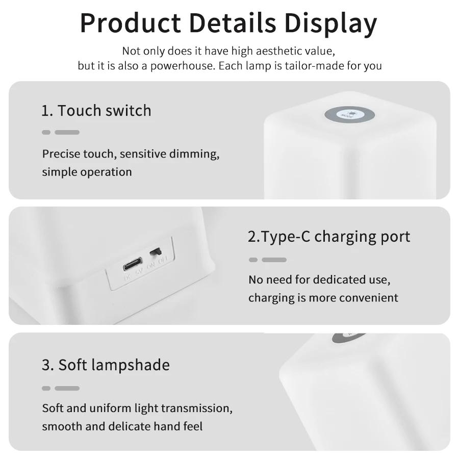 Mini touch LED night light rechargeable desk lamp three colors 16 colors adjustable pat light soft light sleep light for bedroom