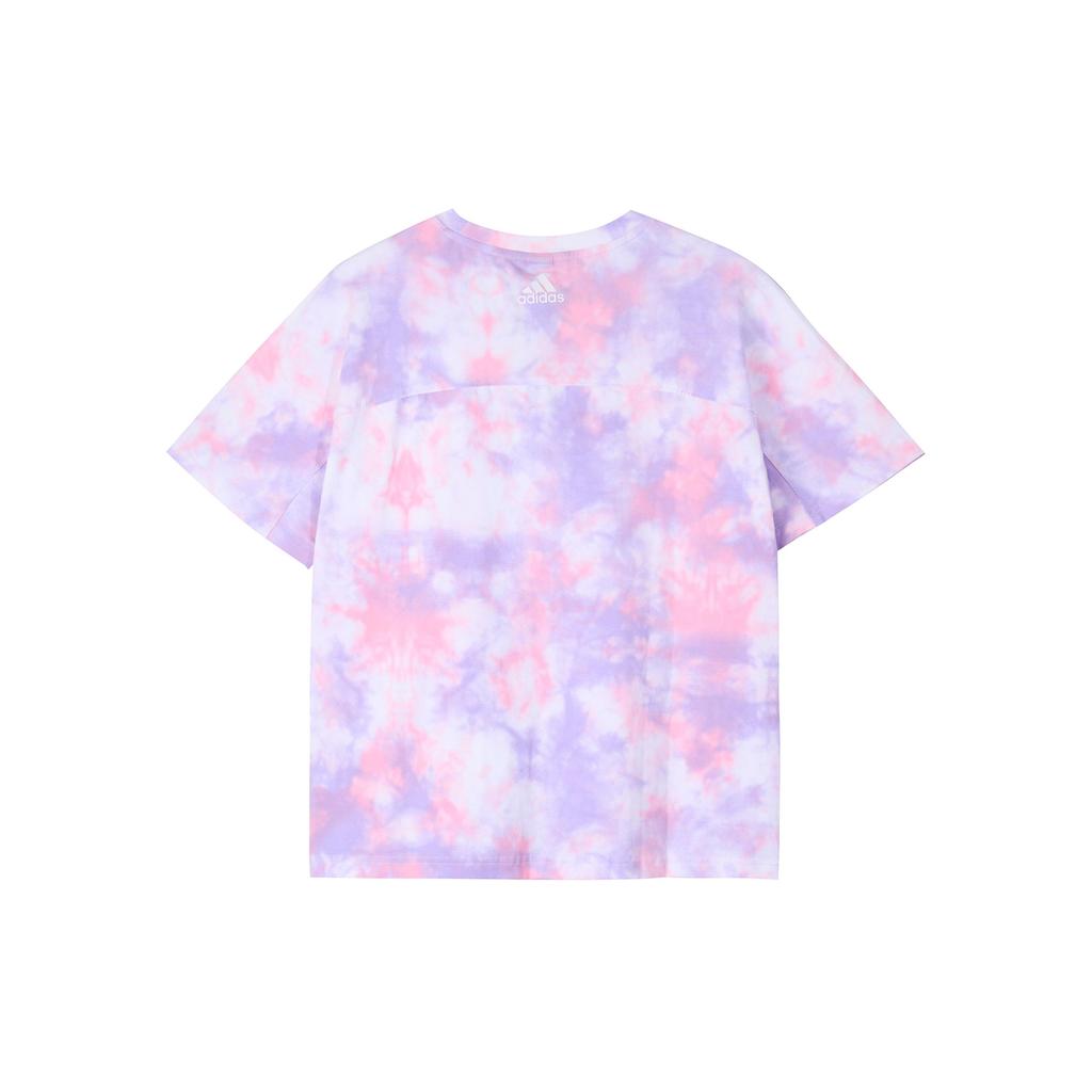 Adidas Tie-Dye Logo Round Neck Short Sleeve T-Shirt Women Tops Light-Purple HF2490