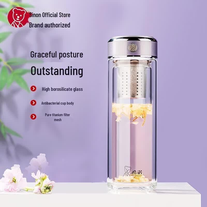 

Heenoor XN-606L Double-Layer Antibacterial Glass Tea Cup