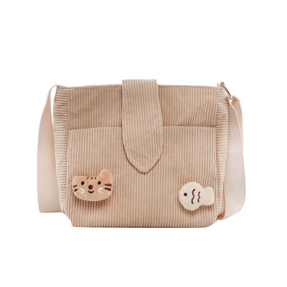 Large Capacity Corduroy Crossbody Bag Retro Velvet Shoulder Bag Portable Mini Corduroy Bag  Travel