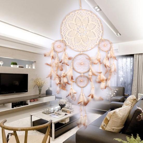 

5 колец Перо Ловец мечты Дом Настенное украшение Украшение Украшение Ремесло Подарок