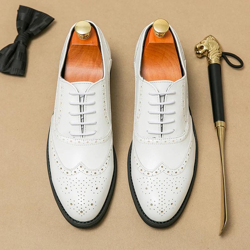 Fashion 2025 British Style Men Prom Evening Dresses Shoes New Casual Leather Lace-Up Oxfords Shoes Fashion Antiskid Flat Designer Shoes