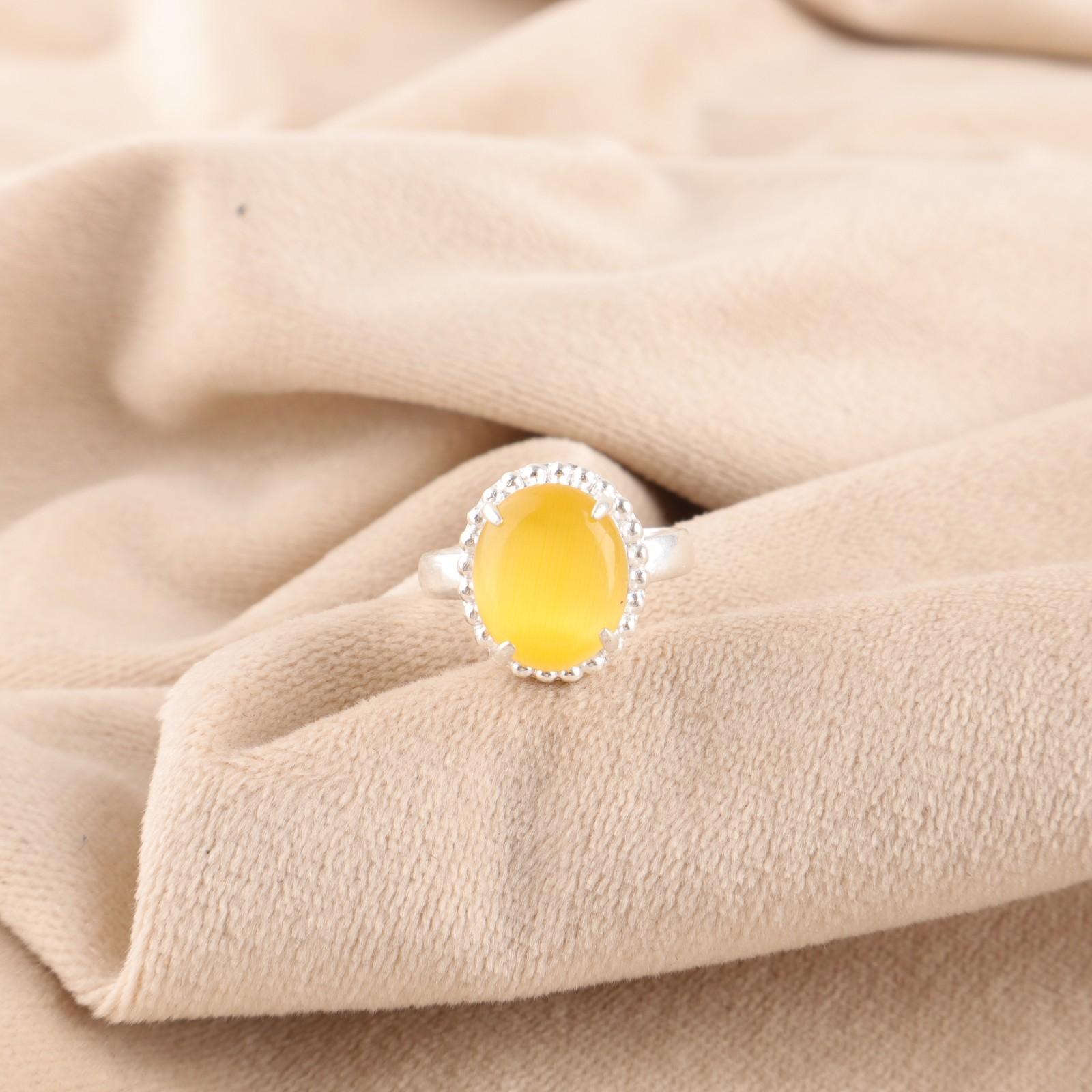 

Овальный желтый камень «кошачий глаз» серебро 925 пробы эффектное трендовое кольцо ювелирное изделие RR-28-35 15