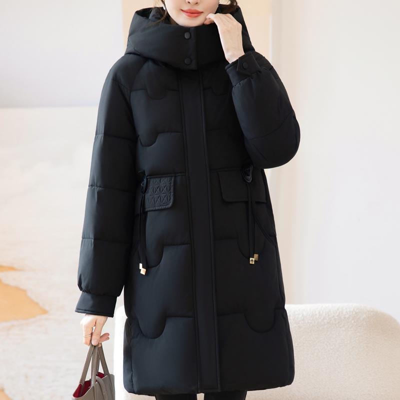 Dámské módní zimní dlouhé parky s kapucí, volné, silné a hřejivé bundy, dámské kabáty