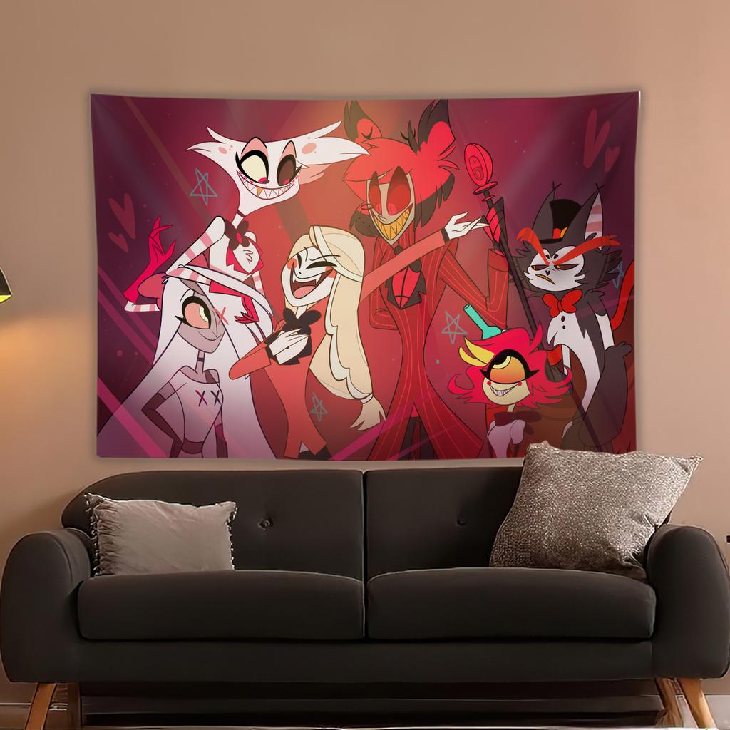 Anime Hazbin Hotel Cartoon Printed Tapestry Room Decoration Banner Hanging Room Decoration Party Decoration