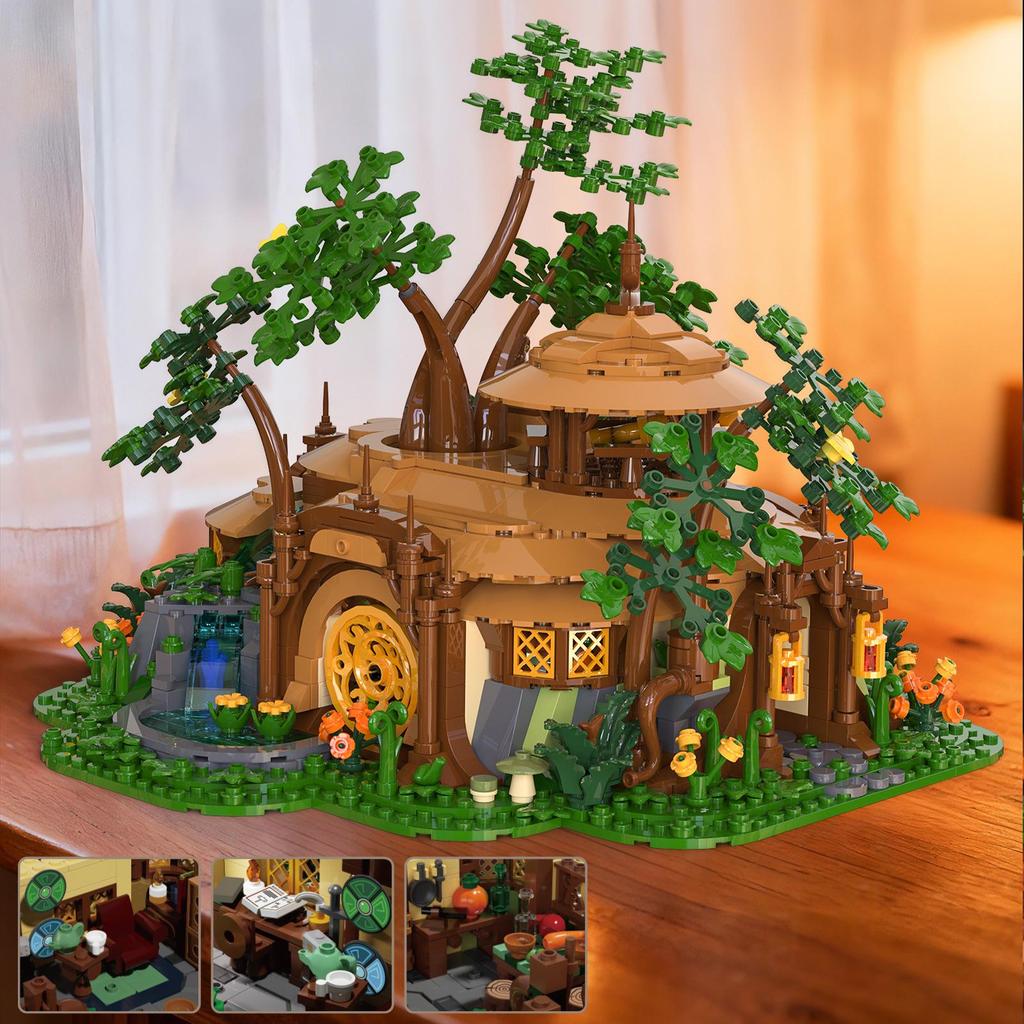 Medieval Forest Treehouse Blocks Model: Jungle Cabin Lighting Toy