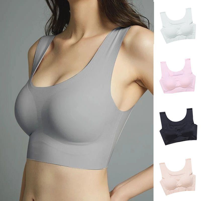 Seamless Plus Size Padded Sports Bra With Breathable Elastic And U Back Design