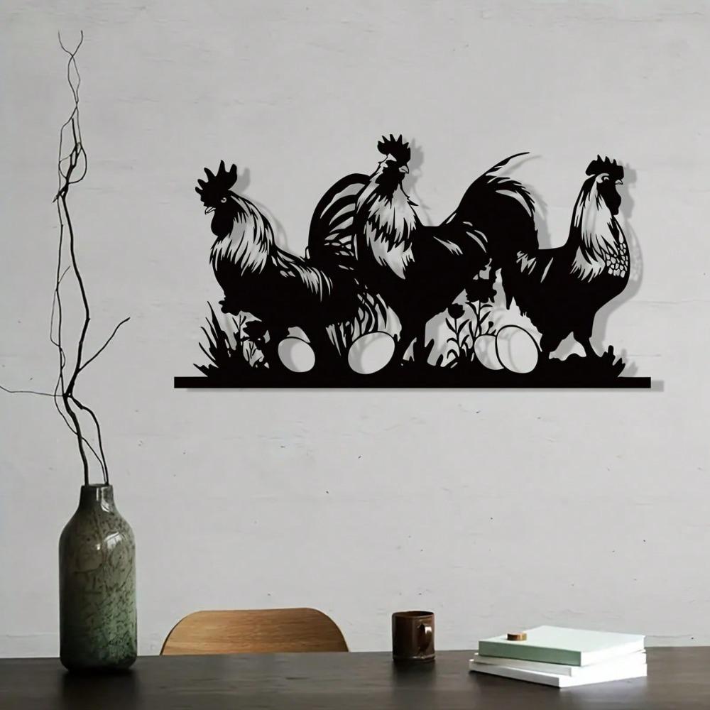 1 Pezzo Decorazione Murale di Pollo in Metallo Rustico Ornamento da Fattoria Arte per Interni Esterni Casa Giardino Appeso Regalo