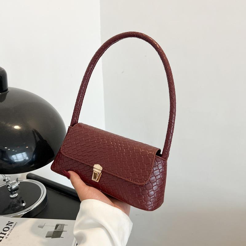 Summer New Shoulder Bag Casual Simple Woven Pattern Underarm Bag Trendy Texture Small Square Bag Women