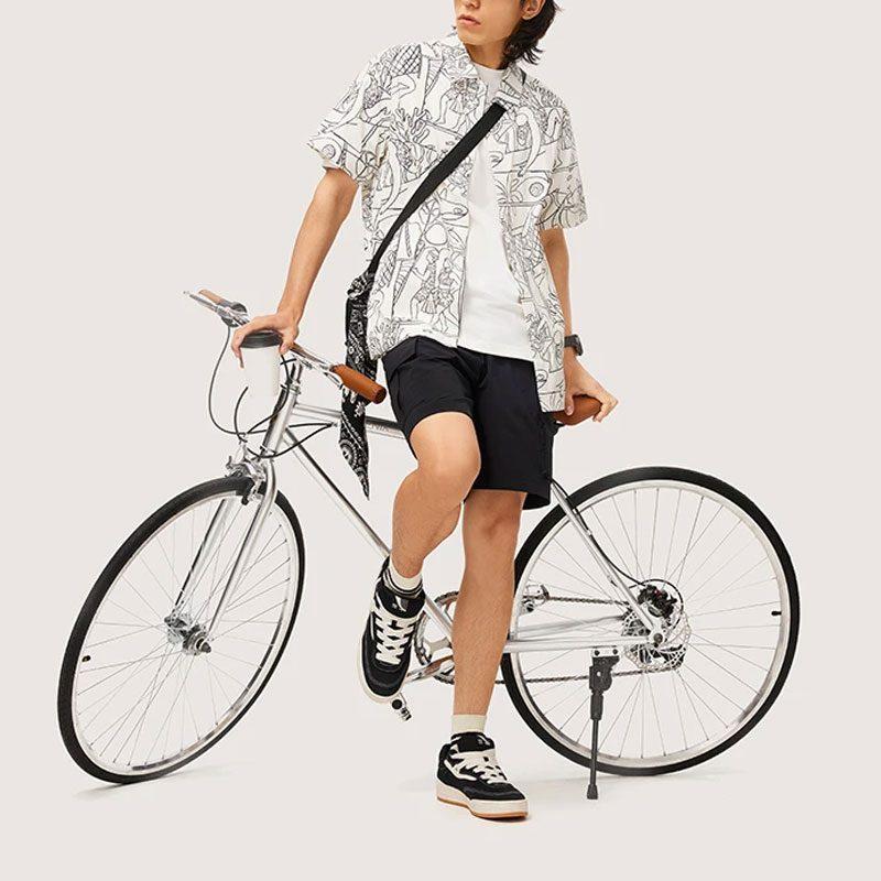 Li Ning Sports Life Collection Shirt Men's Black White Combination Print ASHU237-2