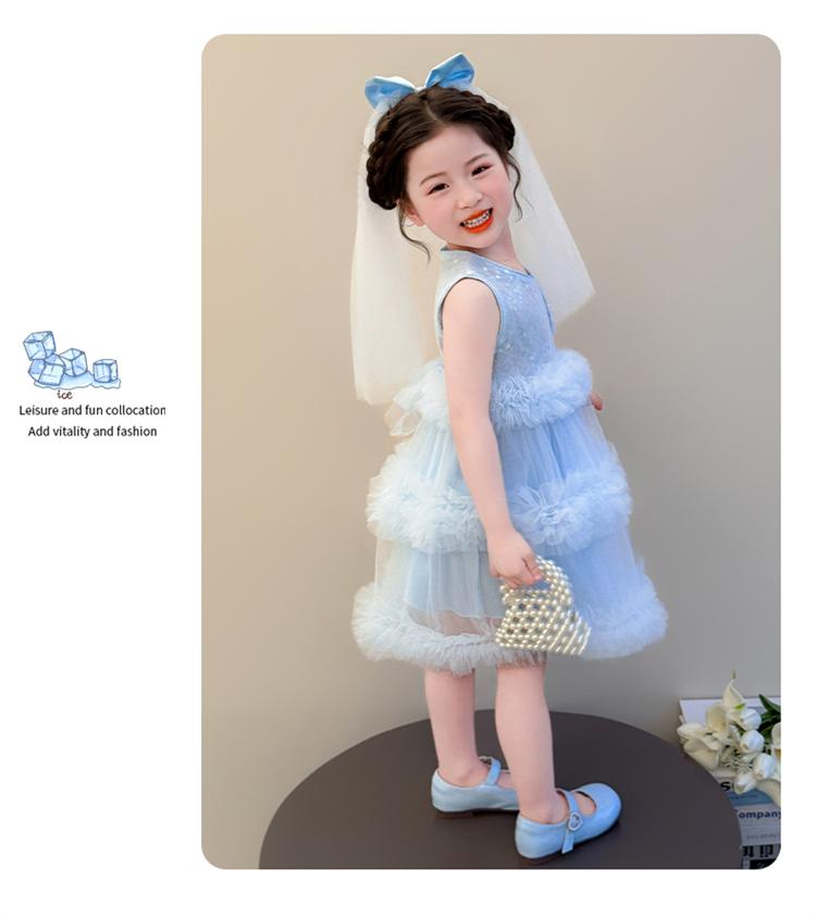 Girls' dress summer dress 2026 new stylish birthday dress princess children's mesh cake dress