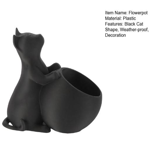 Schwarze Katze Pflanztopf Innen Außen Tierform Sukkulenten Kräuterpflanzen Blumentopf Behälter Zuhause Balkon Gartendekoration
