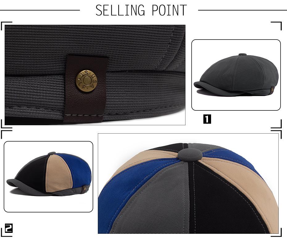British Retro Octagonal Cap: Unisex Fashion Beret for Spring & Autumn - European & American Style Newsboy & Duckbill Design