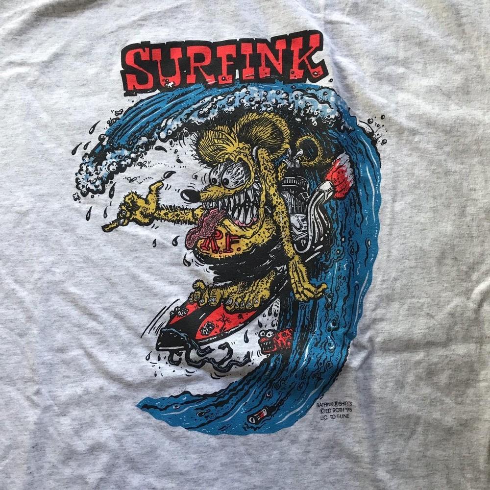 

Новая футболка 1995 года Ed Roth rat fink surfink S-4XL Подарок Фанатам Спортивная Серая Унисекс Футболка XL