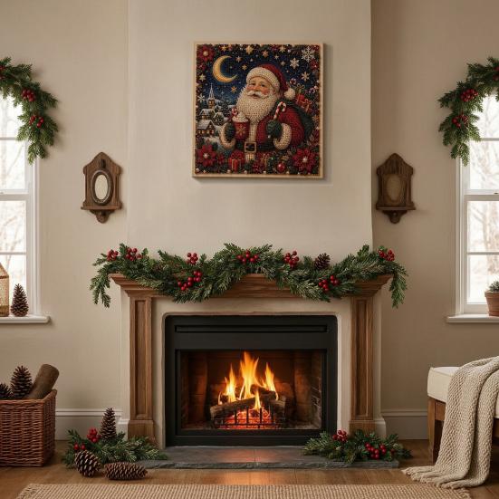 Holiday Art Projects for Families Xmas Faux Pearl Kit, Santa Claus Reindeer Painting DIY Craft Kits Teens Sparkling 3D Festive Wall Kit Adults, Winter