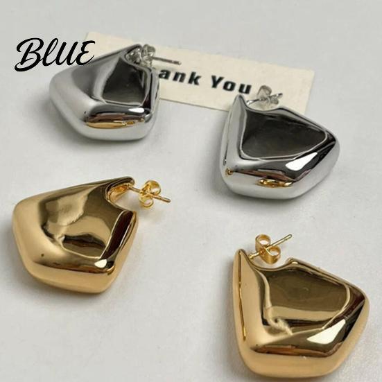 Earrings 1 Pair Chunky for Women Polished Lightweight Geometric Dangle