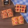 Miniature Dollhouse Caramel Toast Bread Heart Bear Resin Food Display