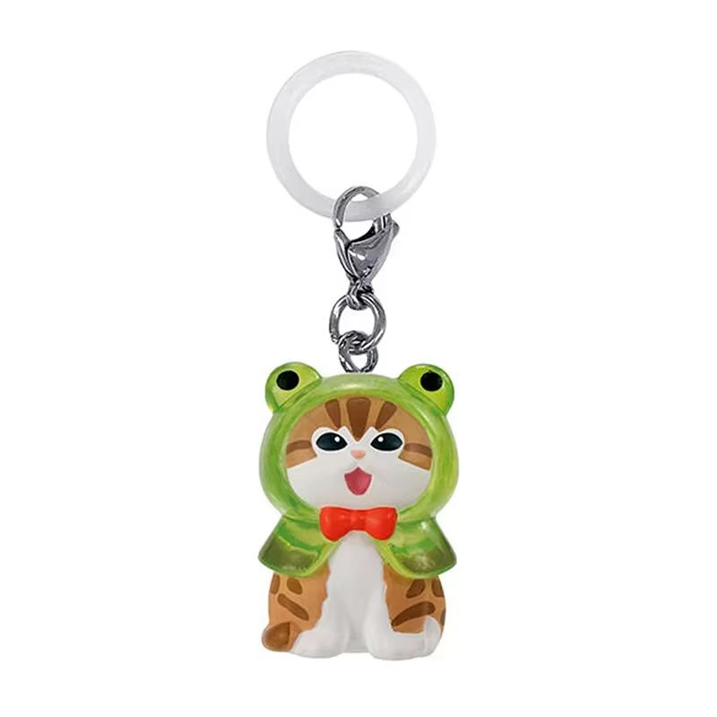 In Stock Mofusand Shark Cat Raincoat Design Series Kawaii Small Action Figurine Keychain Backpack Pendant Birthday Gifts