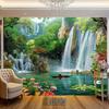 2D Idyllic Forest Waterfall Nature Wall Tapestry, Lake Swan Fishing Boat Flower Bird Bedroom Home Decor