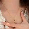 Vintage Gold Necklace with Zircon Teardrop Pendant Elegant Retro Collarbone Chain for Women