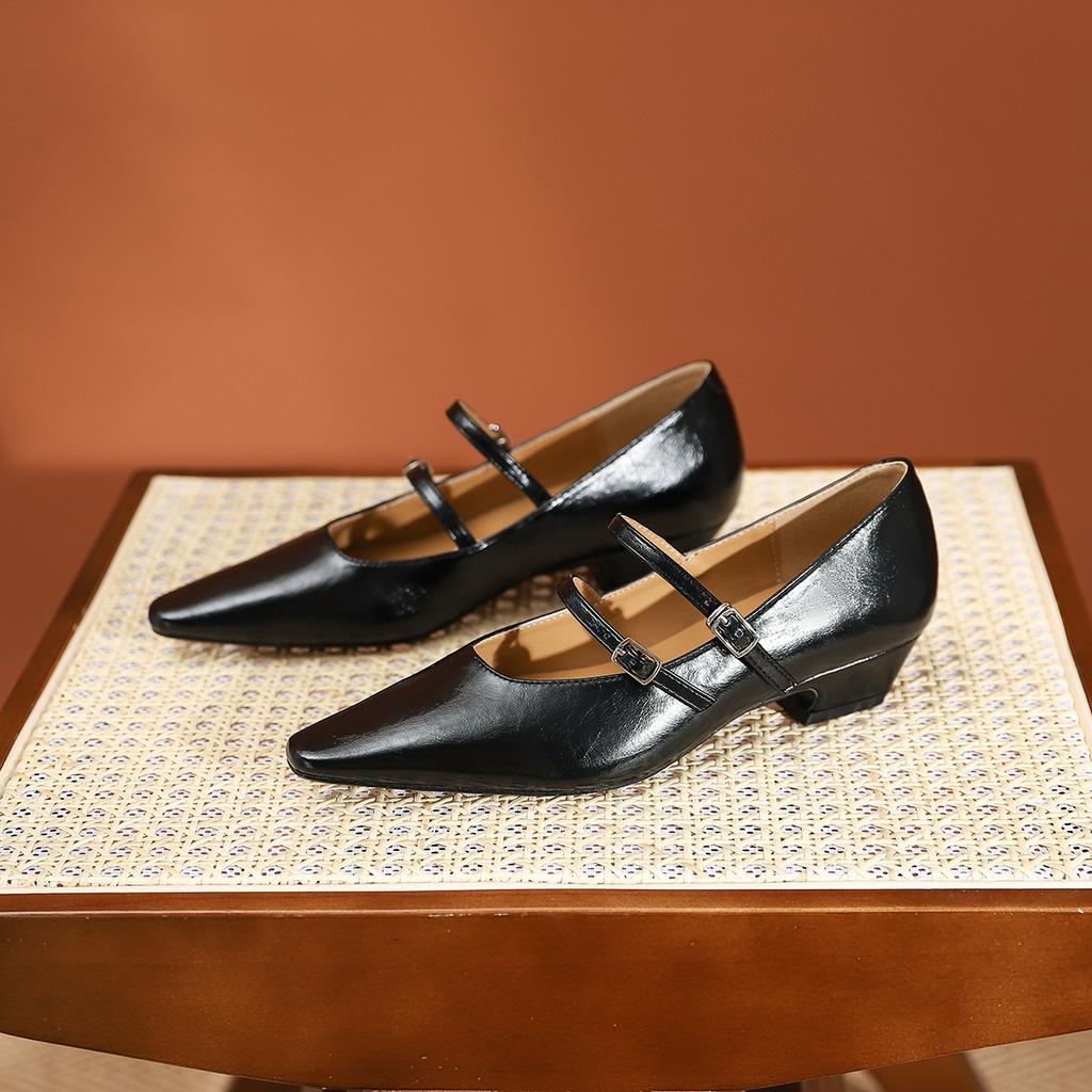 807-2 temperament pointed middle heel single shoes new women's versatile light mouth single shoes silver thick heel single shoes women's shoes