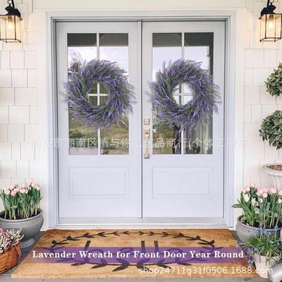 Special For Simulated Wreath Door Decoration, Large Lavender Flocked Wreath Pendant, Window Decoration Door Ring, Grass Ring.