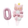 Cute Crown Cat Digital Balloon Set Girl'S Birthday Party Wedding Sweet Decoration Balloon Set Baby Party Supplies