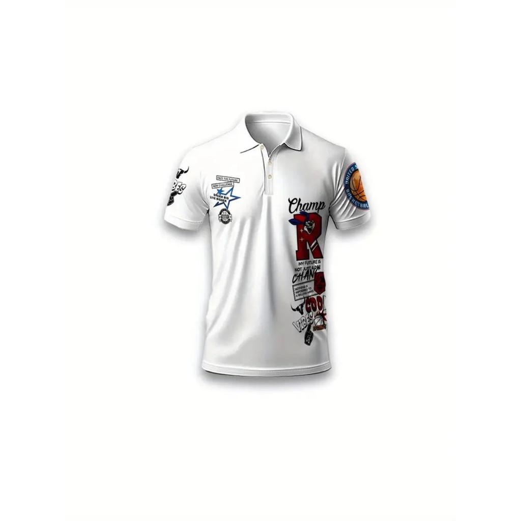 Men's POLO Shirt for Summer 2025 Casual Fashionable Soft Comfortable and Breathable 3D Letter Pattern Print