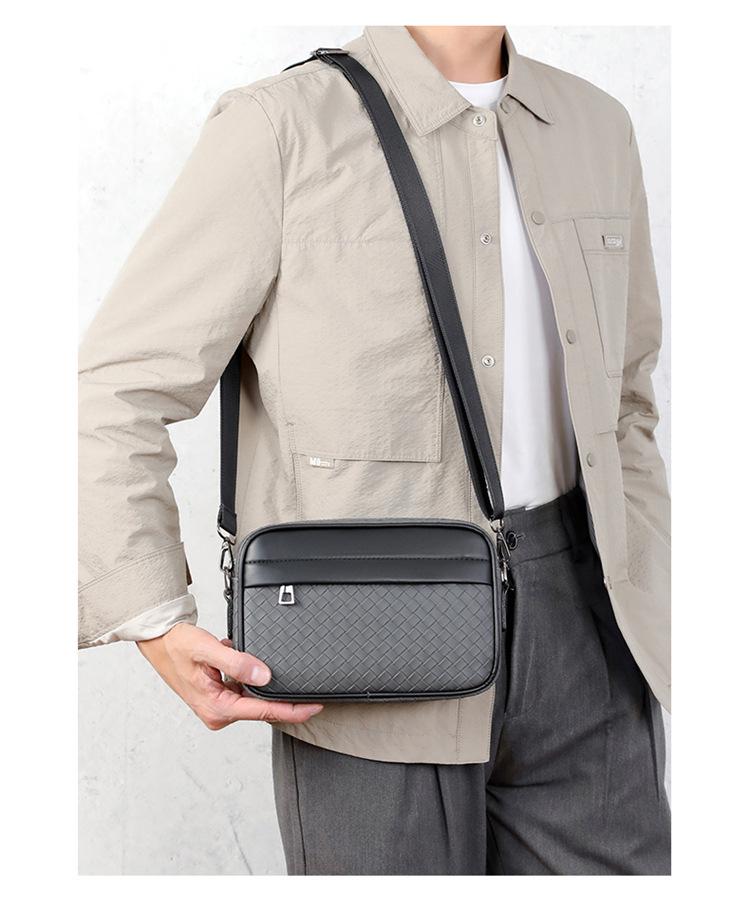 WEIXIER Herren Umhängetasche, Große Kapazität Premium Pu Leder Schultertasche, Einfache Vielseitige Pendler Sling für die Arbeit