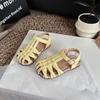 Korean Style Girls' Soft Sole Roman Sandals - Summer 2026 Woven Headband Design for Little Beach Lovers