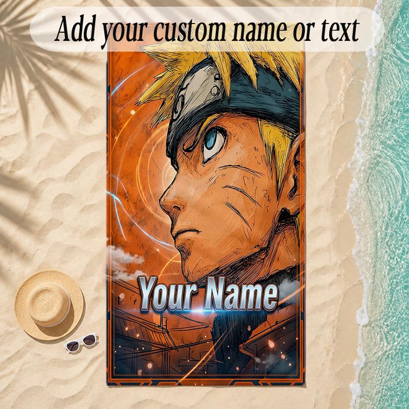 Beach TowelNaruto Custom Name Text Personalized Soft Towel for Beach Pool Indoor Home Decor Gift