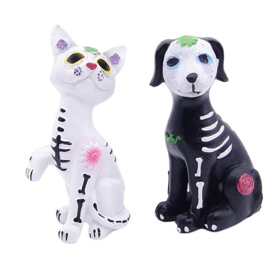 Yousheng Dog Cat Ornament Bright Color Ghost Festive Atmosphere Pet Cat Dog Figure Halloween Carnival Night Decor
