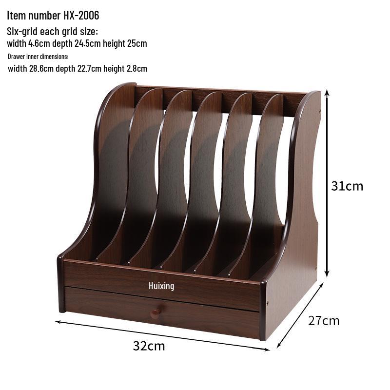 Wooden Desktop File Holder & Vertical Book Stand Organizer