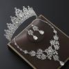 Brautkrone Legierung Strass Stirnband Hochzeit Geburtstag Krone Tiara Halskette Ohrringe Dreiteiliges Set Farbe