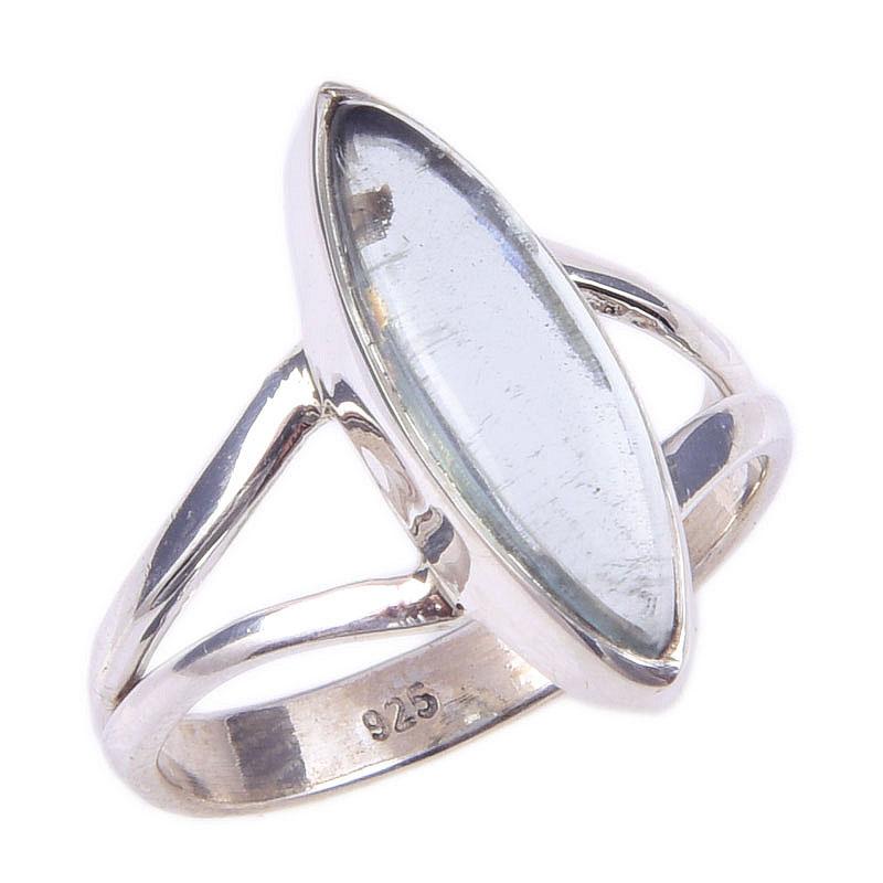 Natural Aquamarine Gemstone Handmade 925 Solid Sterling Silver Ring Size 6 F7b38