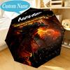 Custom Name Umbrella Dragon's Fiery Warcraft Umbrella 8-Frame for Travel, Camping, Casual Lightweight Portable, Essential for Family Gifts