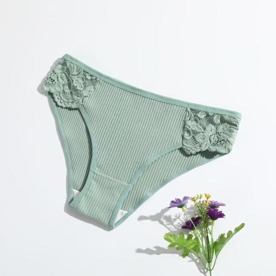 Cotton Underwear for Women Floral Lace Ribbed Low Rise Hipster Panties Soft Breathable Cheeky Bikini Briefs