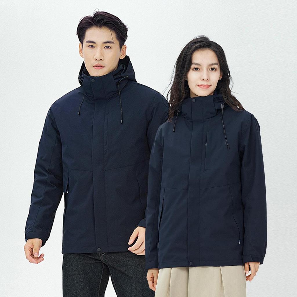 Couple White Duck Down Full Heat Seal Down Jacket Three-in-one Jacket Graphene Zipper