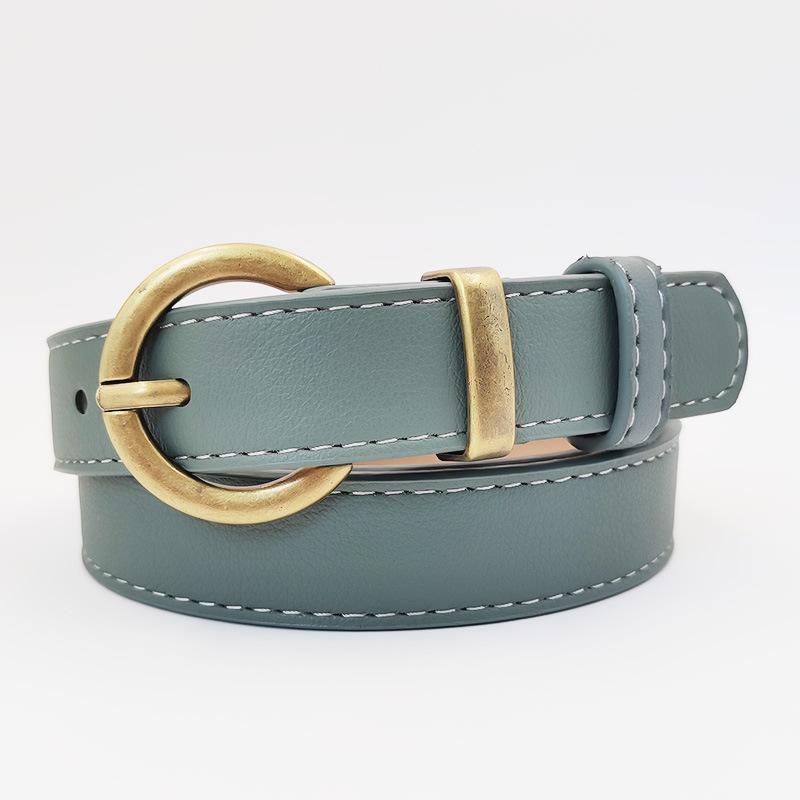 Small Two-piece Pin Buckle Imitation Leather Belt for Women's Dress Decorative PU Belt