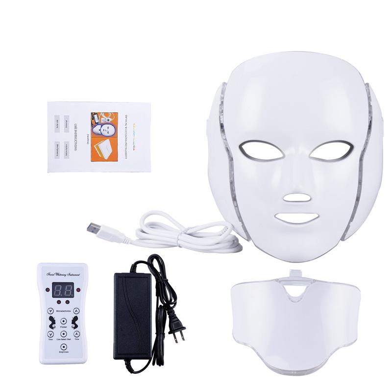 LED Beauty Instrument: Seven-Color Light Therapy Mask for Facial and Neck Skincare