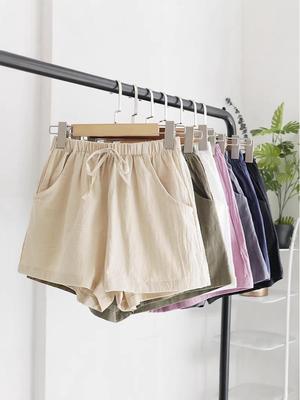 Women's Plus Size Cotton & Linen Casual Wide-Leg Shorts - Summer Home & Beach Hot Pants