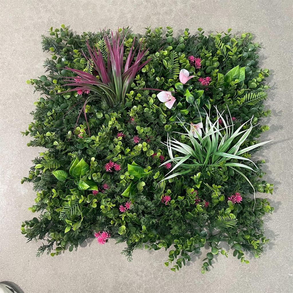50×50cm Artificial Green Plant Wall - Plastic Vertical Garden, Fake Flower Wall, Synthetic Turf Background
