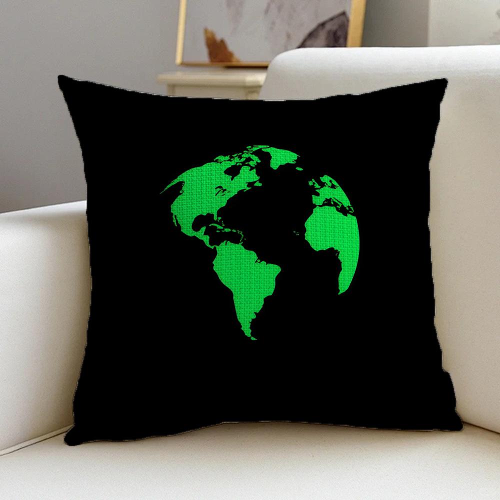 PGrid Earth Icons Cushion Cover Natural Linen Pillowcase Set AllinOne Decor for Sofa Bedroom Chair