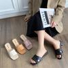 Yuzhihao Summer Women's Chunky Heel Sandals - Casual Solid Color Beach Slip-ons