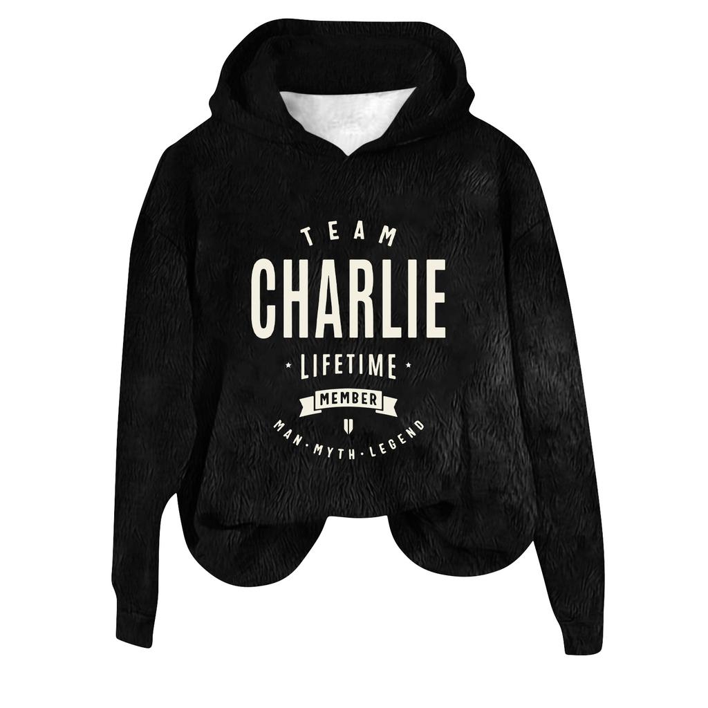 Women's Hooded Long Sleeve Printed Flannel Top Hooded Sweatshirt