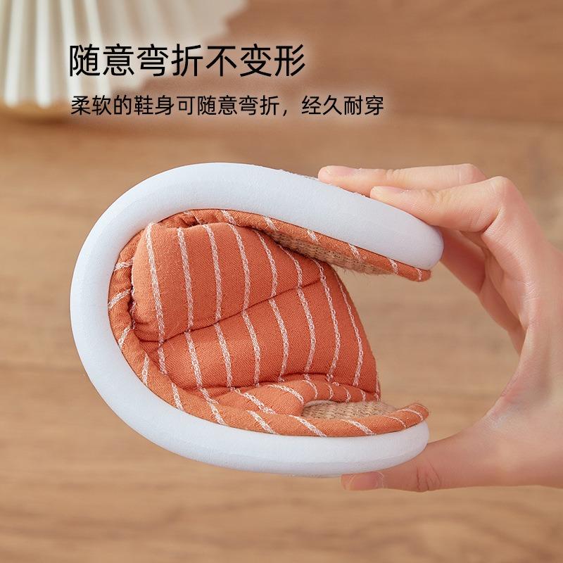 Spring Linen Slippers Home Four Seasons Home Cotton and Linen Indoor Non-slip Floor Breathable Linen Slippers Spring and Autumn
