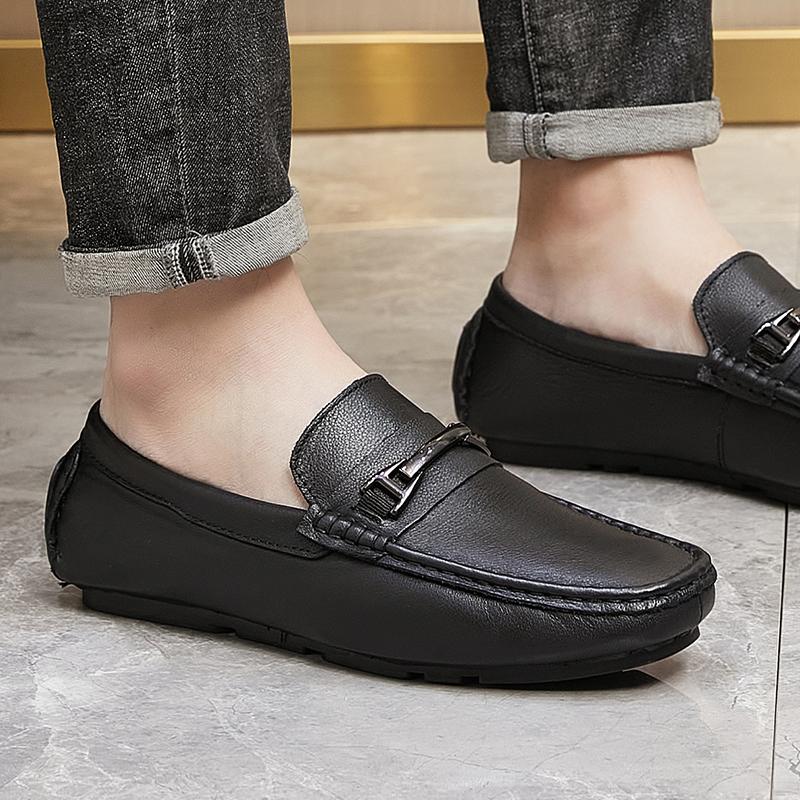 Fashion Genuine Leather Men's Shoes Simple Summer Man Loafers Wedding Dress Driving Moccasins Casual Footwear Ultra-light Slip on Shoes