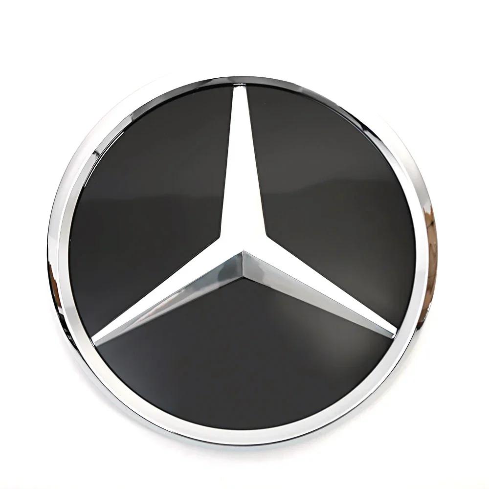 C200 E200 New 2025 For Mercedes Benz 3D Mirror Front Grille Star Emblem Logo Glossy Black And Chrome Silver For Mercedes Benz E-