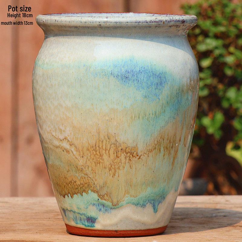 Handmade Medium-Sized Ceramic Pot with Feet – Succulent Planter in Breathable Colored Glaze Coarse Pottery.