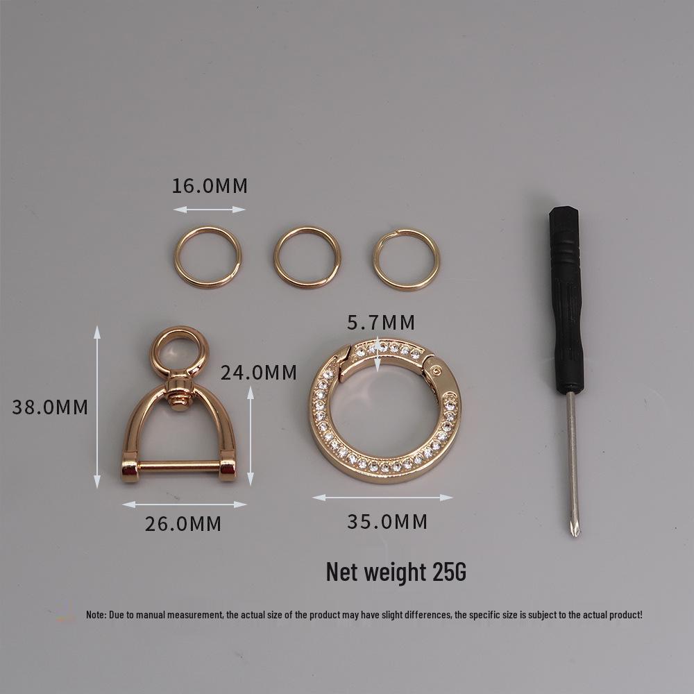 Rhinestone Spring Coil Car Keychain with Horseshoe Buckle - Personalized Zinc Alloy DIY Accessory